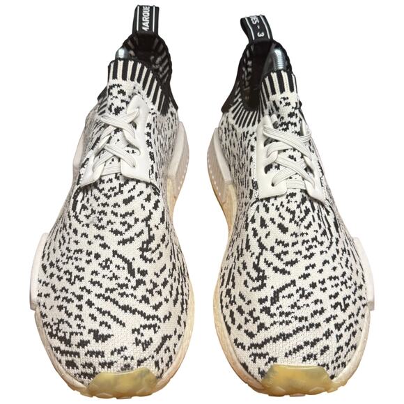 ADIDAS NMD R1 Men's 8 Primeknit Zebra Black White Sneakers Running Shoes - Picture 4 of 13